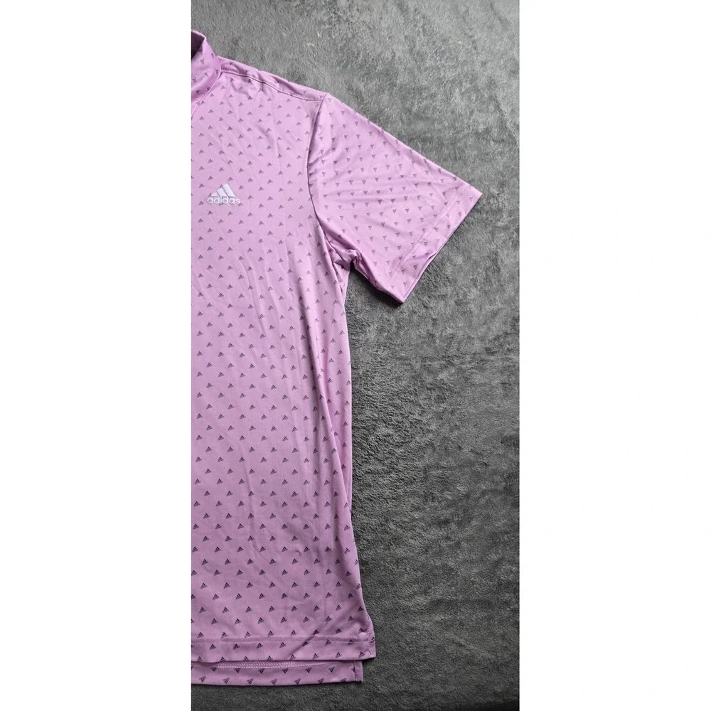 Adidas Adi-Print Bliss Golf Polo Shirt Mens Large Lilac AOP Short Sleeve